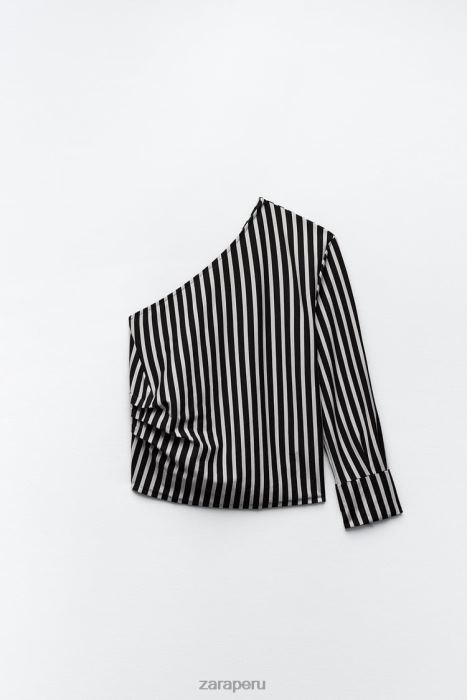 Zara mujer camisa asimétrica a rayas BDP8J389 ropa naval Blanca