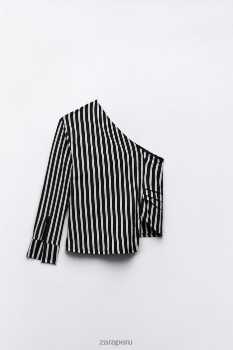 Zara mujer camisa asimétrica a rayas BDP8J389 ropa naval Blanca