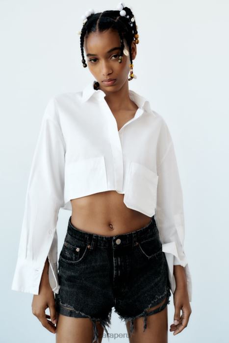 Zara mujer camisa con bolsillo corto BDP8J412 ropa blanco