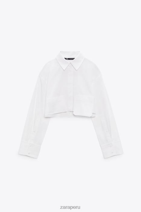 Zara mujer camisa con bolsillo corto BDP8J412 ropa blanco