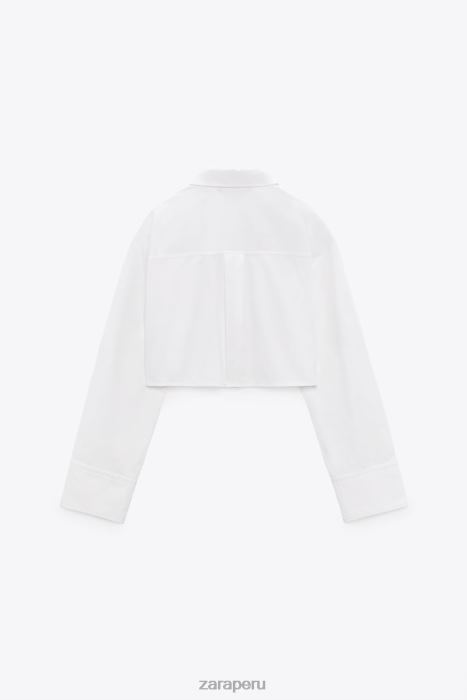 Zara mujer camisa con bolsillo corto BDP8J412 ropa blanco