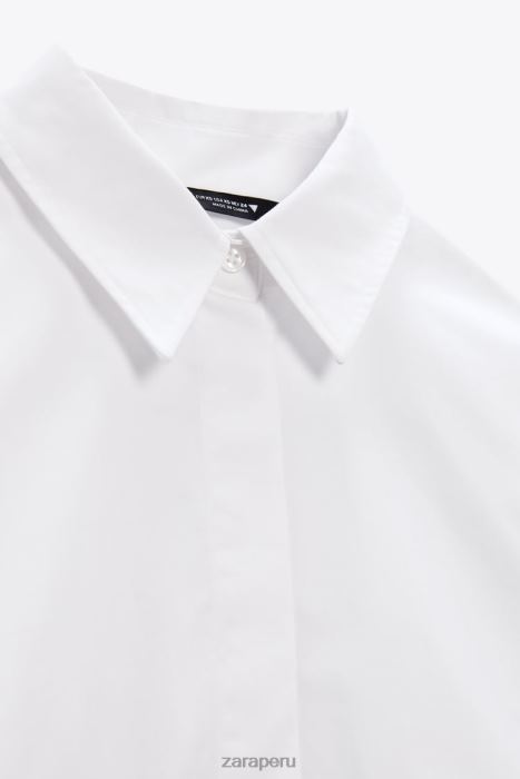 Zara mujer camisa con bolsillo corto BDP8J412 ropa blanco