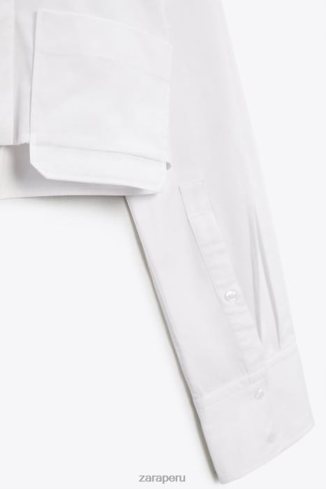 Zara mujer camisa con bolsillo corto BDP8J412 ropa blanco