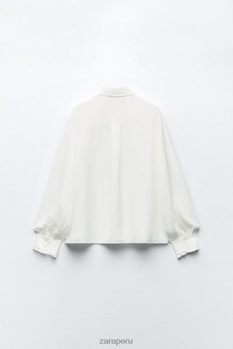 Zara mujer camisa con corbata en contraste BDP8J316 ropa blanco