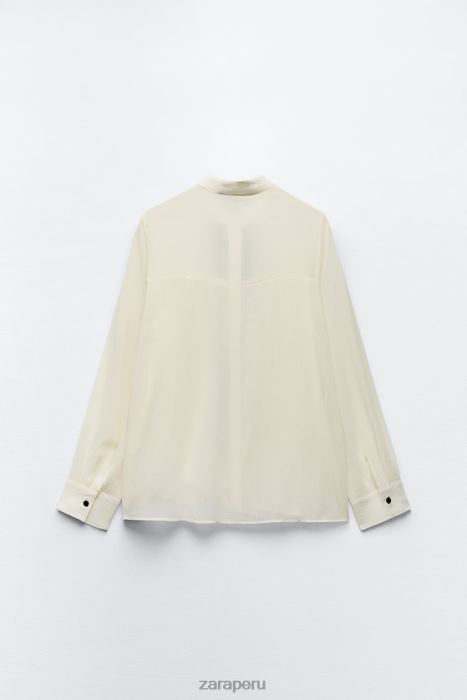 Zara mujer camisa con corbata y aspecto arrugado BDP8J293 ropa crudo