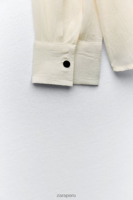 Zara mujer camisa con corbata y aspecto arrugado BDP8J293 ropa crudo