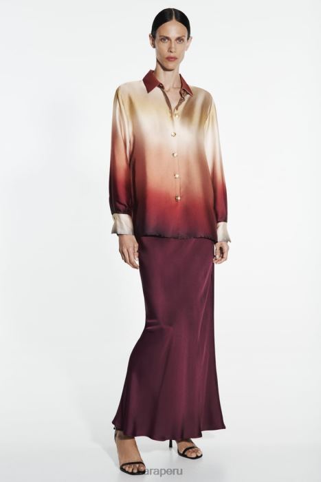 Zara mujer camisa con efecto satinado y efecto tie-dye BDP8J393 ropa multicolor