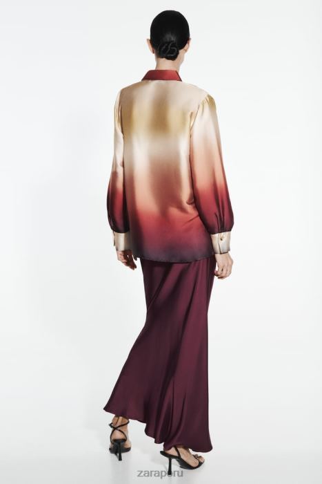 Zara mujer camisa con efecto satinado y efecto tie-dye BDP8J393 ropa multicolor