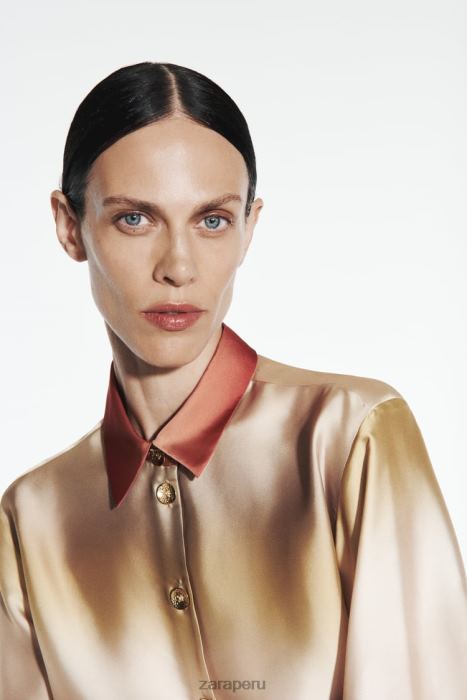 Zara mujer camisa con efecto satinado y efecto tie-dye BDP8J393 ropa multicolor