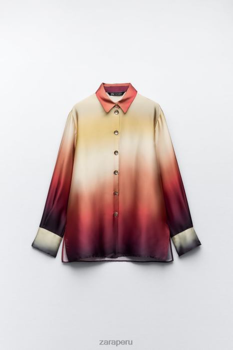 Zara mujer camisa con efecto satinado y efecto tie-dye BDP8J393 ropa multicolor