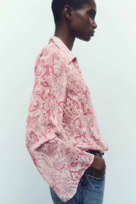 Zara mujer camisa con estampado de cachemira BDP8J426 ropa multicolor