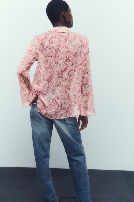 Zara mujer camisa con estampado de cachemira BDP8J426 ropa multicolor