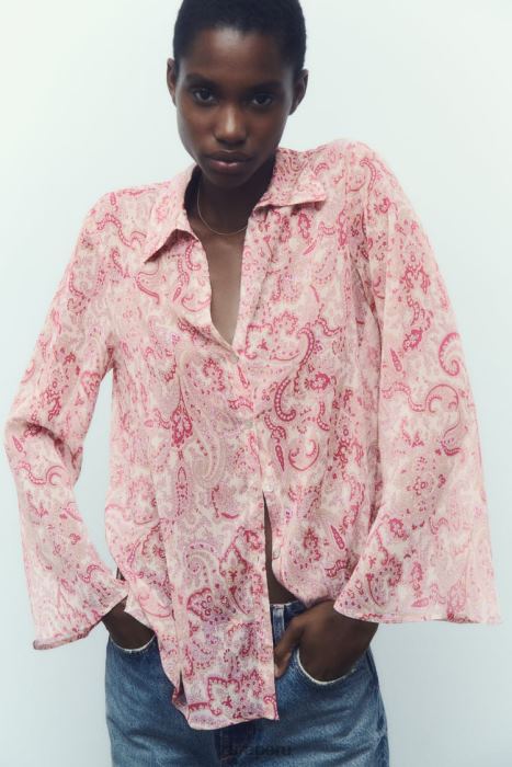 Zara mujer camisa con estampado de cachemira BDP8J426 ropa multicolor