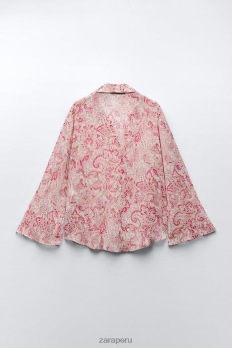 Zara mujer camisa con estampado de cachemira BDP8J426 ropa multicolor