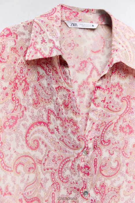 Zara mujer camisa con estampado de cachemira BDP8J426 ropa multicolor