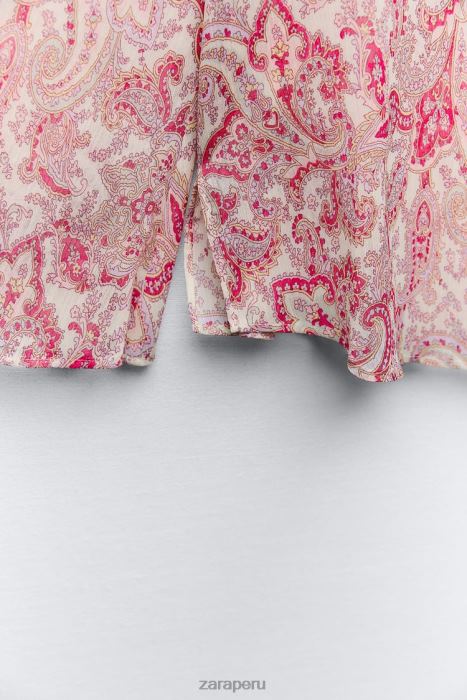 Zara mujer camisa con estampado de cachemira BDP8J426 ropa multicolor
