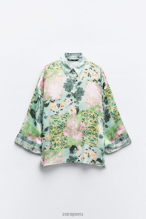 Zara mujer camisa con estampado floral BDP8J321 ropa multicolor