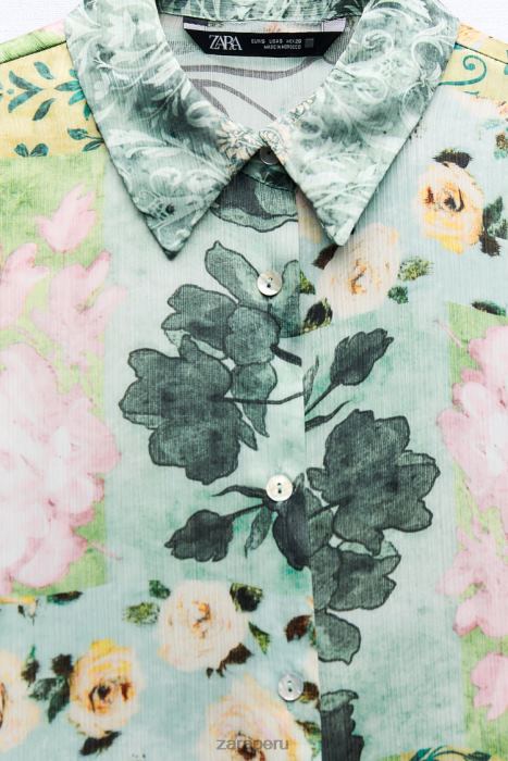 Zara mujer camisa con estampado floral BDP8J321 ropa multicolor
