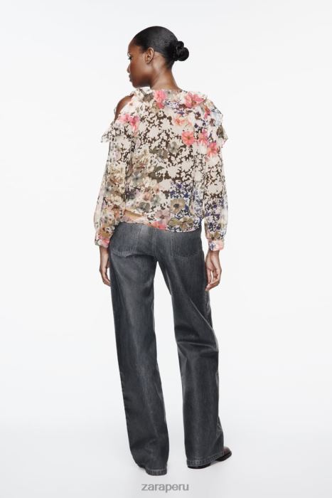 Zara mujer camisa con estampado floral BDP8J404 ropa multicolor