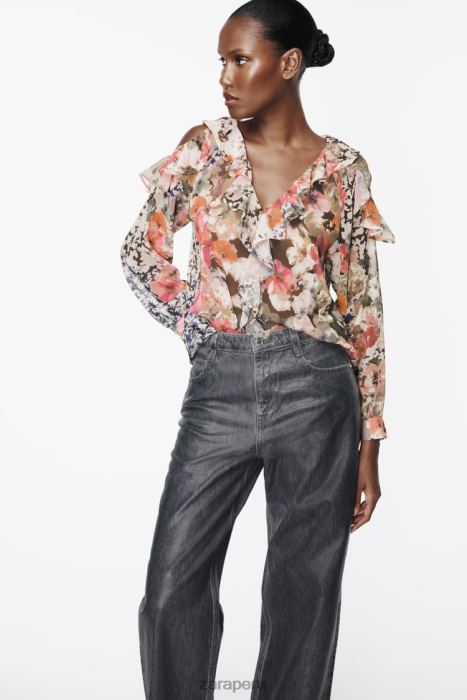Zara mujer camisa con estampado floral BDP8J404 ropa multicolor