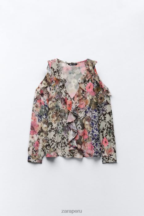 Zara mujer camisa con estampado floral BDP8J404 ropa multicolor