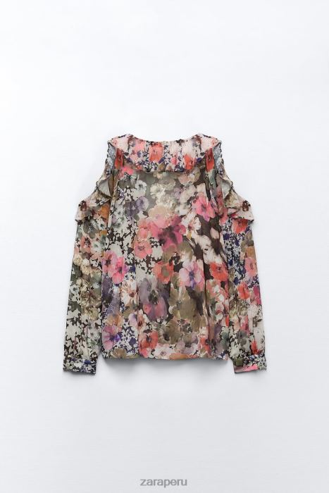 Zara mujer camisa con estampado floral BDP8J404 ropa multicolor
