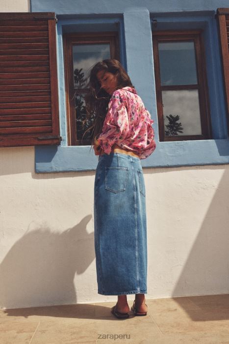 Zara mujer camisa con estampado floral y volantes BDP8J446 ropa multicolor