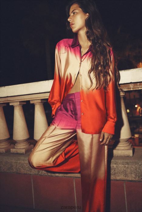 Zara mujer camisa con estampado tie-dye BDP8J436 ropa multicolor