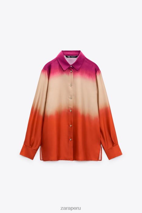 Zara mujer camisa con estampado tie-dye BDP8J436 ropa multicolor