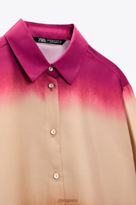 Zara mujer camisa con estampado tie-dye BDP8J436 ropa multicolor