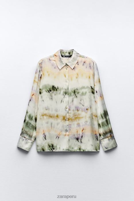 Zara mujer camisa con estampado tie-dye BDP8J444 ropa multicolor