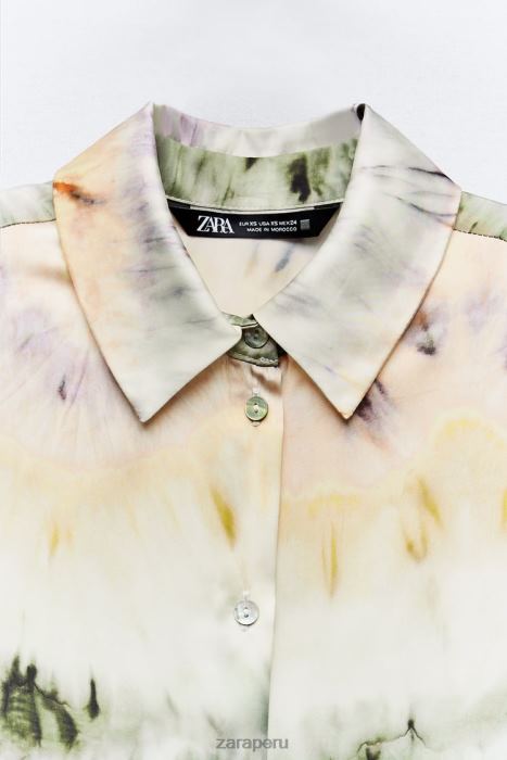 Zara mujer camisa con estampado tie-dye BDP8J444 ropa multicolor