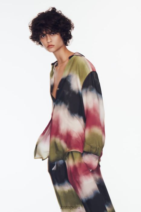 Zara mujer camisa con estampado tie-dye BDP8J451 ropa multicolor
