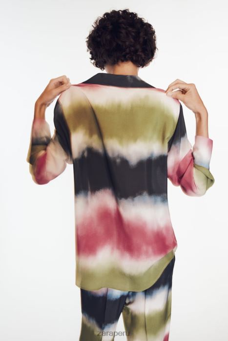 Zara mujer camisa con estampado tie-dye BDP8J451 ropa multicolor