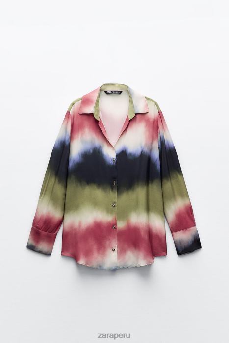 Zara mujer camisa con estampado tie-dye BDP8J451 ropa multicolor