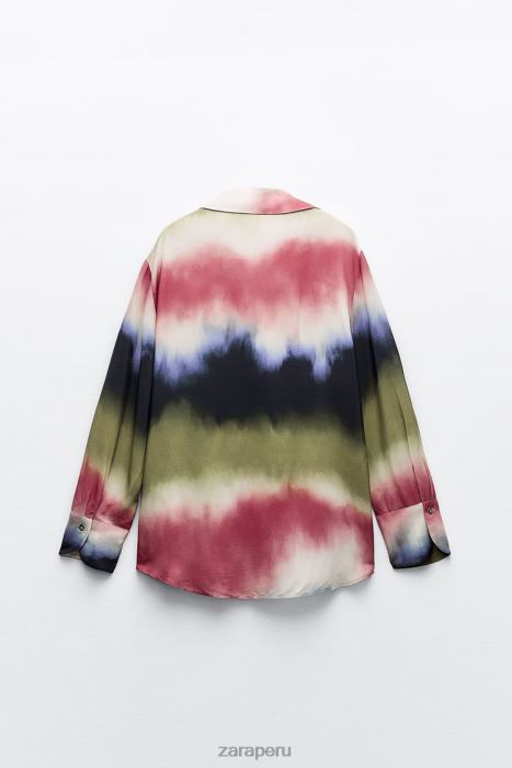 Zara mujer camisa con estampado tie-dye BDP8J451 ropa multicolor