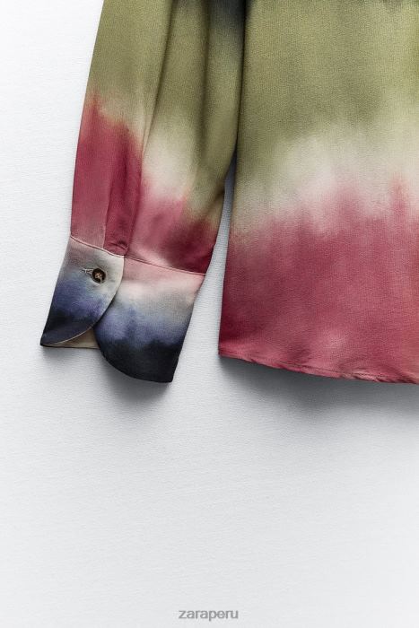 Zara mujer camisa con estampado tie-dye BDP8J451 ropa multicolor