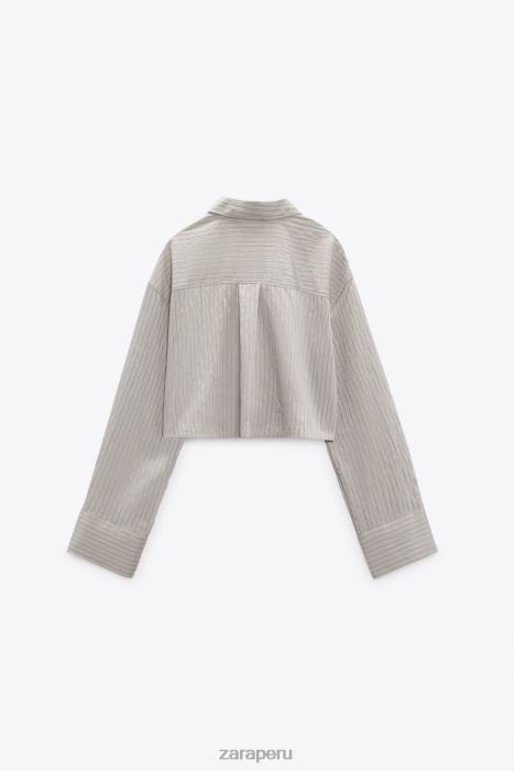 Zara mujer camisa corta a rayas BDP8J357 ropa gris