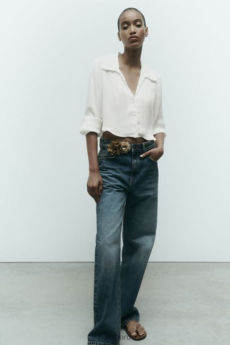 Zara mujer camisa corta con efecto satinado BDP8J356 ropa blanco