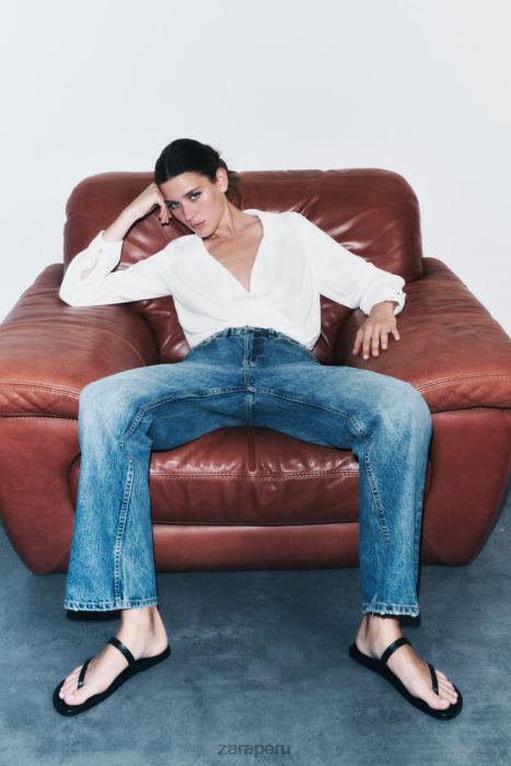 Zara mujer camisa corta con efecto satinado BDP8J388 ropa blanco