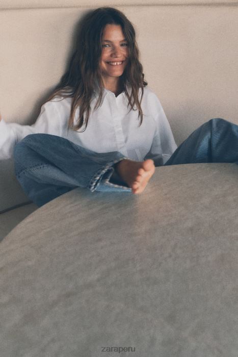 Zara mujer camisa corta de gabardina BDP8J315 ropa blanco