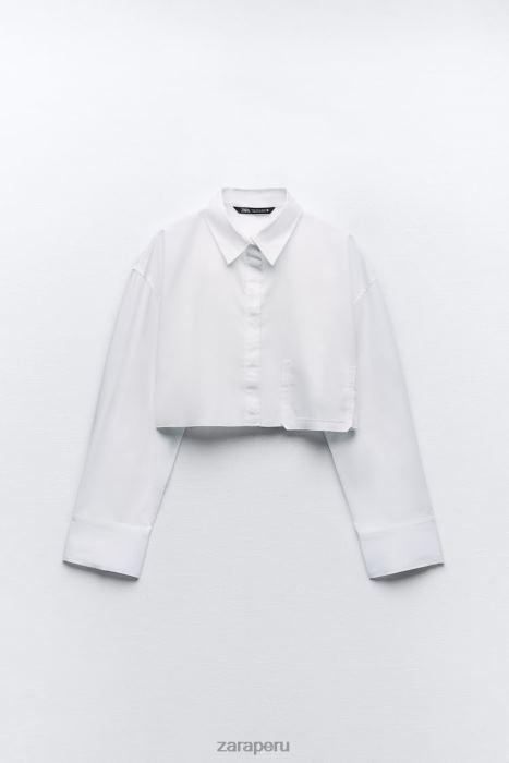 Zara mujer camisa corta de gabardina BDP8J315 ropa blanco