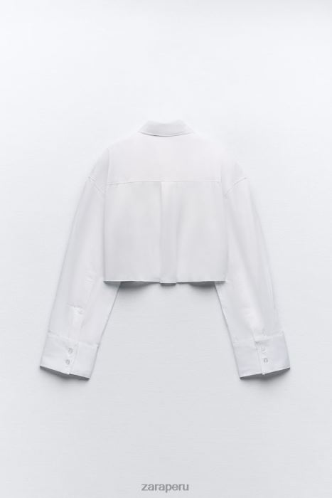 Zara mujer camisa corta de gabardina BDP8J315 ropa blanco