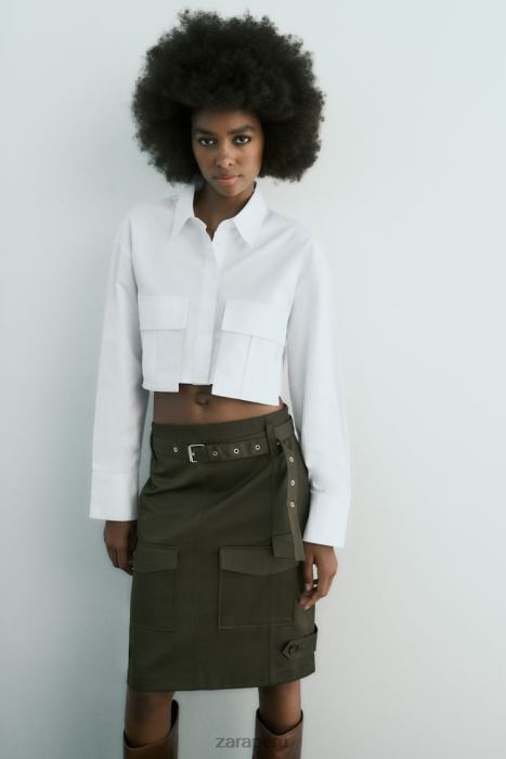 Zara mujer camisa corta de gabardina BDP8J432 ropa blanco