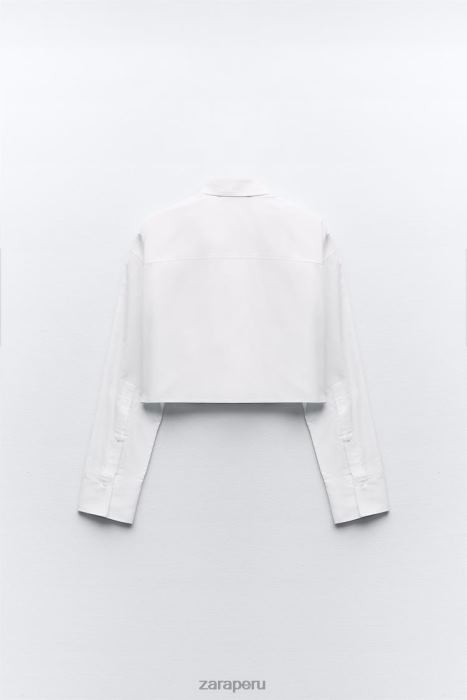 Zara mujer camisa corta de gabardina BDP8J432 ropa blanco