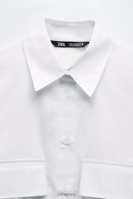 Zara mujer camisa corta de gabardina BDP8J432 ropa blanco