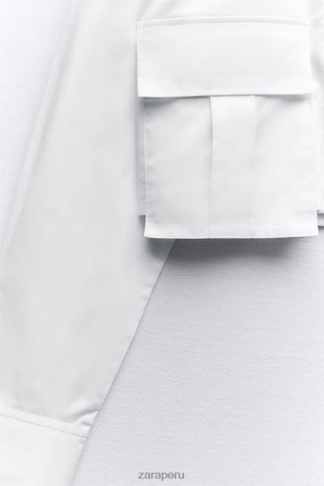 Zara mujer camisa corta de gabardina BDP8J432 ropa blanco