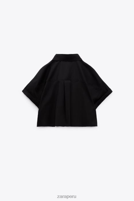 Zara mujer camisa corta de popelina BDP8J415 ropa negro