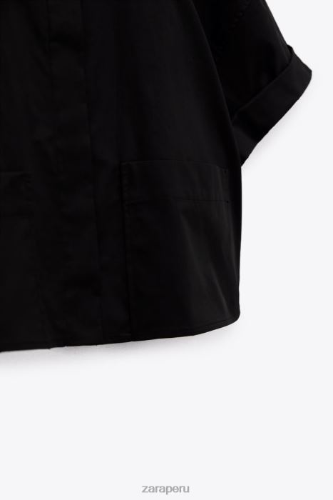 Zara mujer camisa corta de popelina BDP8J415 ropa negro
