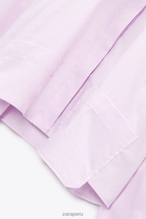 Zara mujer camisa corta de popelina BDP8J442 ropa malva claro